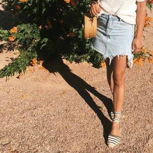 Distressed Denim Skirt